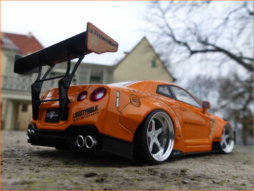 1:18 Nissan GTR35 2.0 LB Work - Orange - Echtalu-PVC-Felgen in OVP